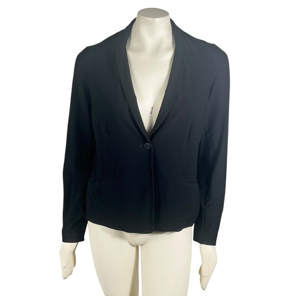 Eileen Fisher Classic Black Blazer Shawl Collar Tailored Fit S Petite Minimalist - Picture 1 of 11